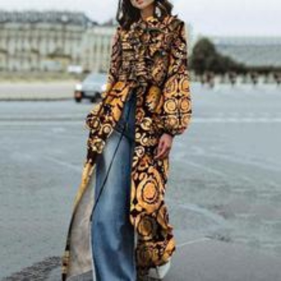 Jackets & Blazers - Romantic Silky Button-Up/Tie-Waist Ruffle Duster